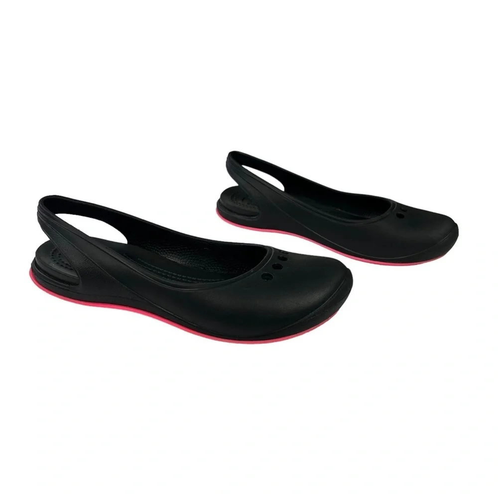 Crocs Tone Skylar Slingback Flats‎ Black Pink Womens Size 6